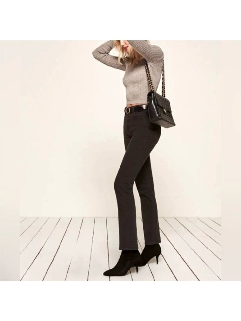 Reformation Classic Black Straight Jeans High Rise Sustainable Neutral Preppy